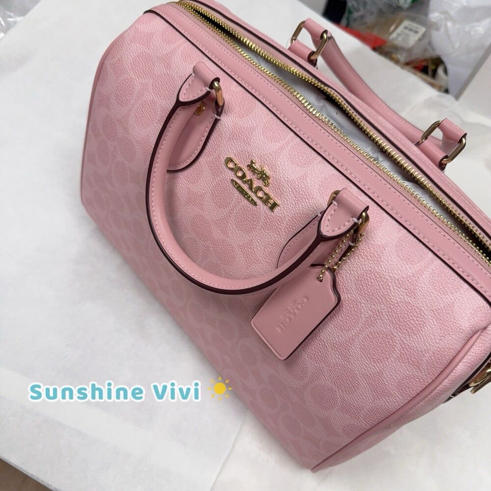 NWT Coach Rowan Large Satchel Bag In Signature Canvas CAO77 /powder pink - Picture 2 of 10